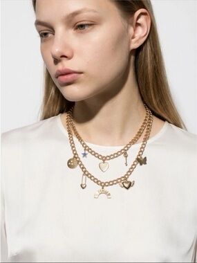 BP NORDSTROM Layered Gold charm necklace NWT